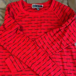 Karen Scott red and black crewneck sweater